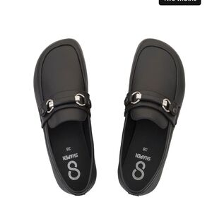 Shapen VERSA Barefoot Black Slip-On Loafers with Silver Buckle